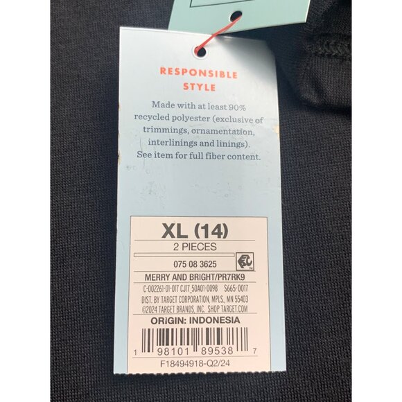 Cat & Jack Girls "Merry & Bright" Letter Printed Shirt Plaid Star Pajama Set XL - Picture 9 of 11